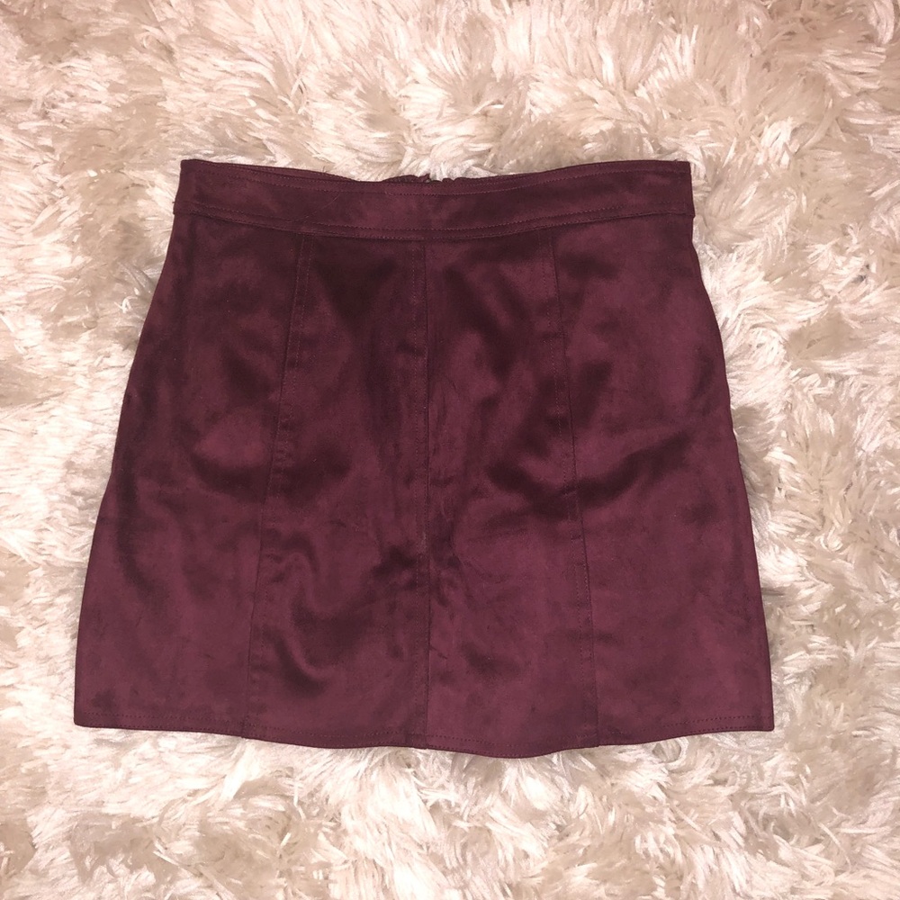 Burgundy Suede Mini Skirt